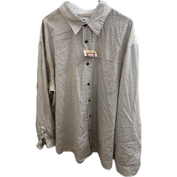 Wrangler Jeans Co Button Up Shirt Mens 3xWhite and Grey Long Sleeve Cotton - Picture 1 of 10